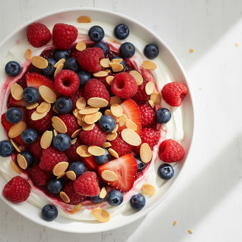 Silky Greek Yogurt with Mixed Berries and Protein Powder