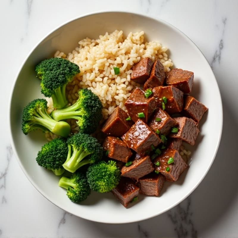 Savory Ginger-Garlic Beef with Crisp Broccoli and Brown Rice