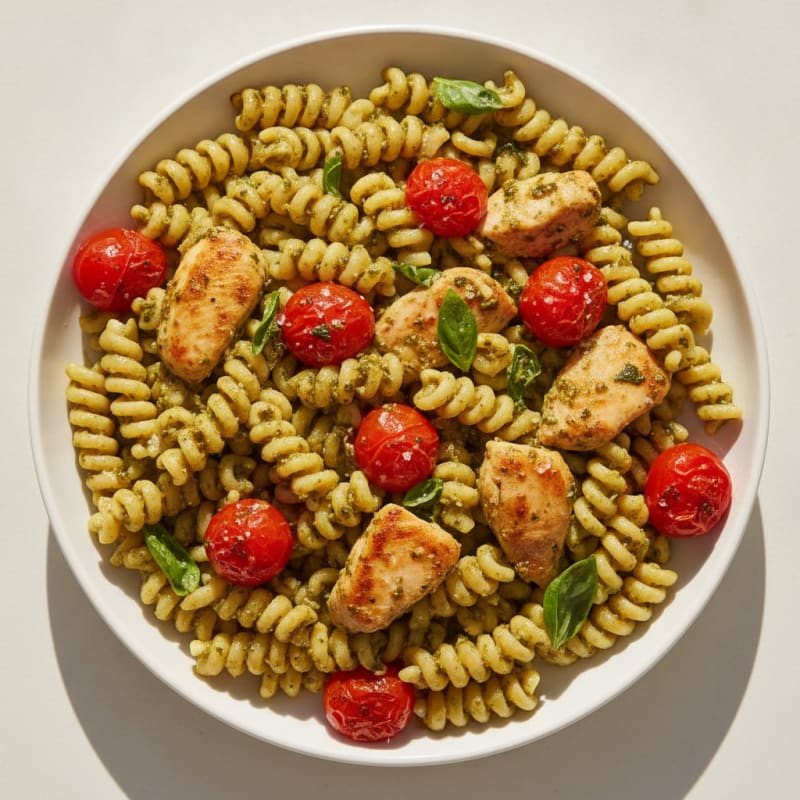 Chicken Pesto Pasta with Roasted Tomatoes