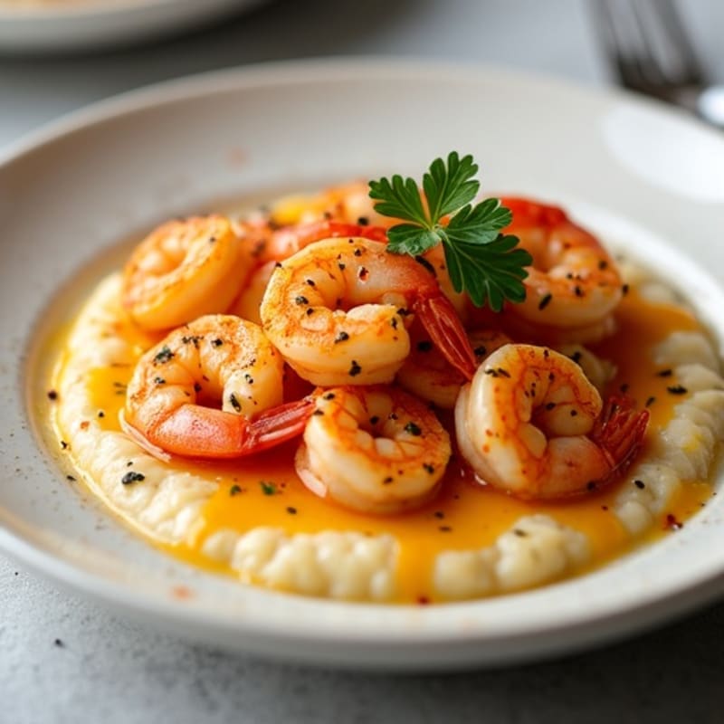 Spicy Sautéed Shrimp with Creamy Grits
