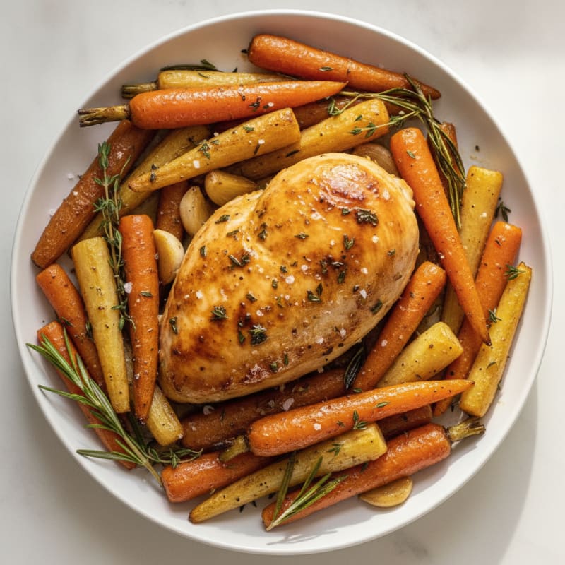 Garlic Herb Roasted Chicken with Root Vegetables