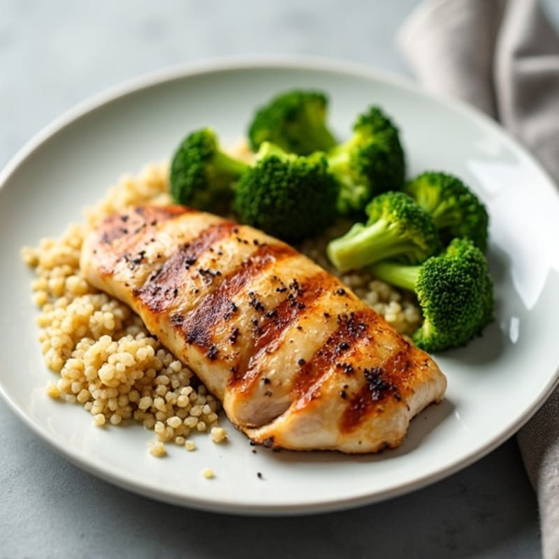 Grilled Chicken Breast with Roasted Broccoli and Quinoa