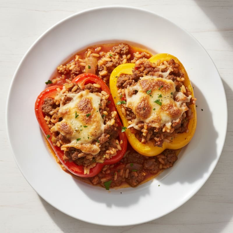 Beef and Rice Stuffed Bell Peppers