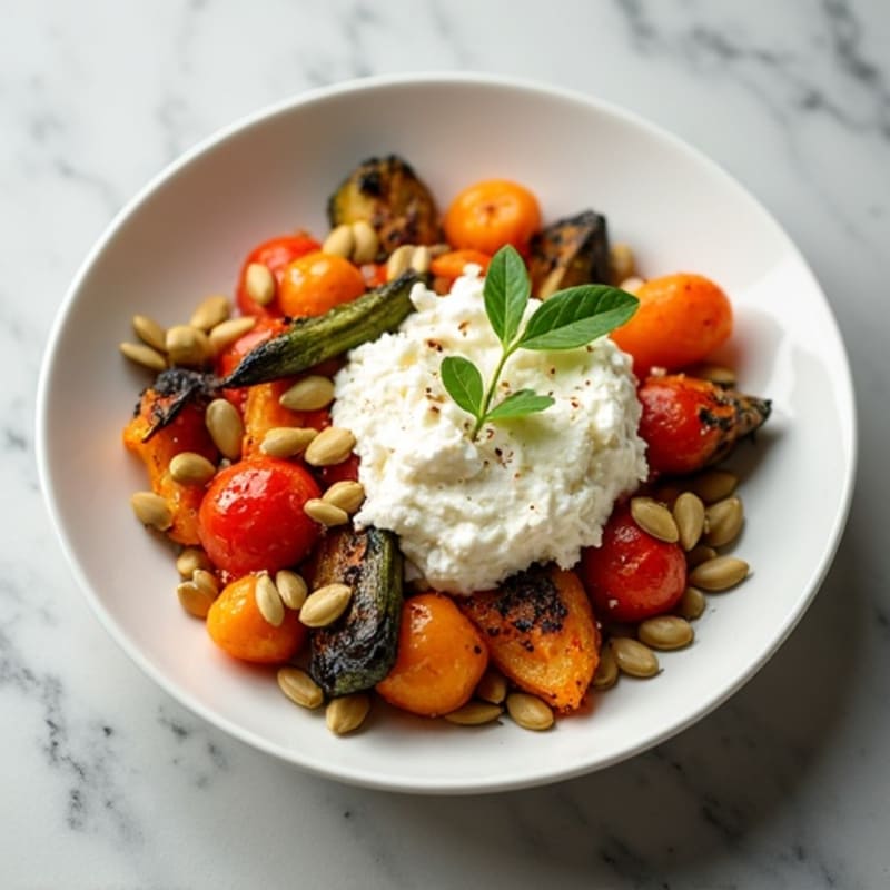 Creamy Cottage Cheese with Roasted Vegetables and Toasted Seeds