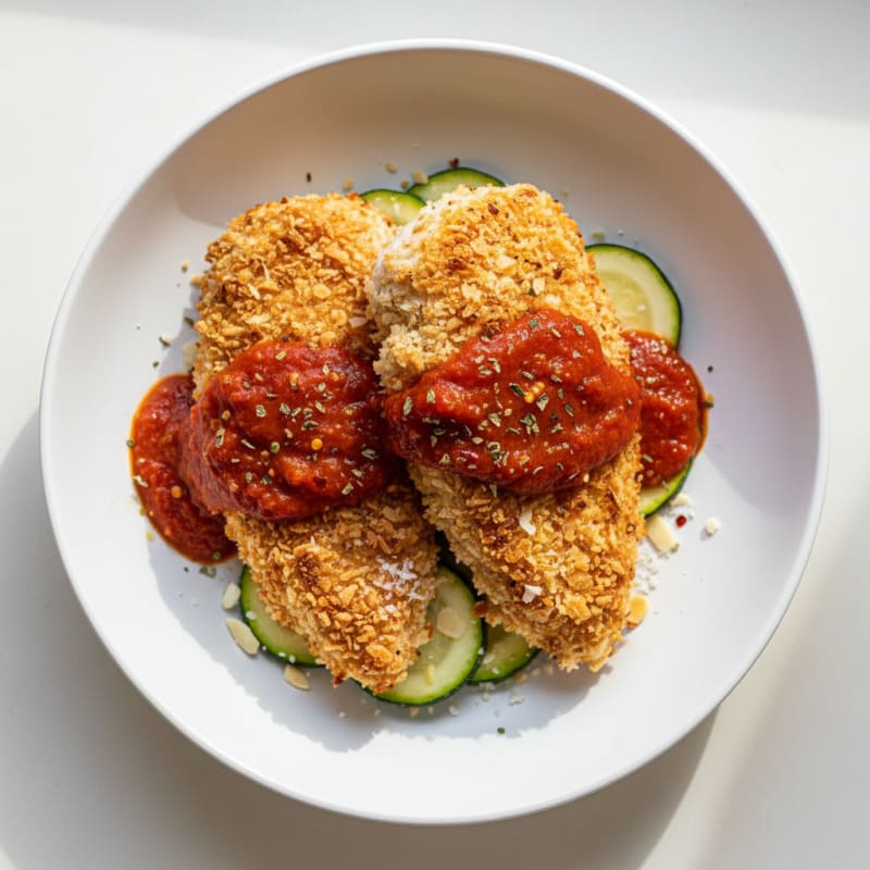 Crispy Parmesan Chicken with Zesty Tomato Sauce