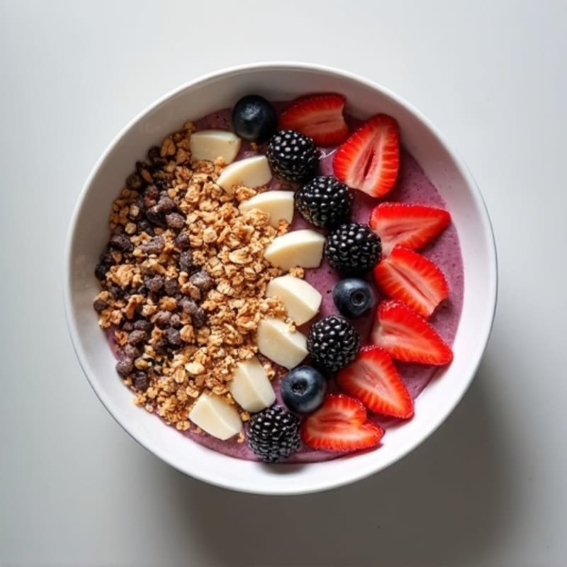 Creamy Whey Protein Smoothie Bowl with Mixed Berries and Spinach
