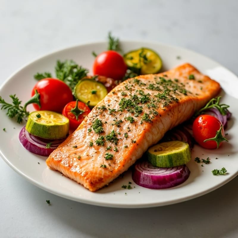 Herb-Crusted Baked Salmon with Roasted Vegetables