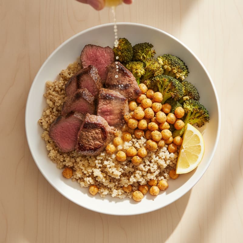 Crispy Chickpea and Quinoa Bowl with Roasted Broccoli