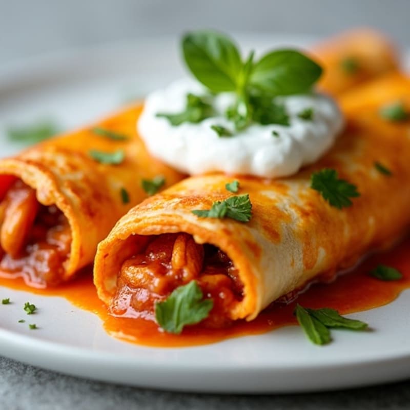 Baked Chicken Enchiladas with Creamy Chili Sauce