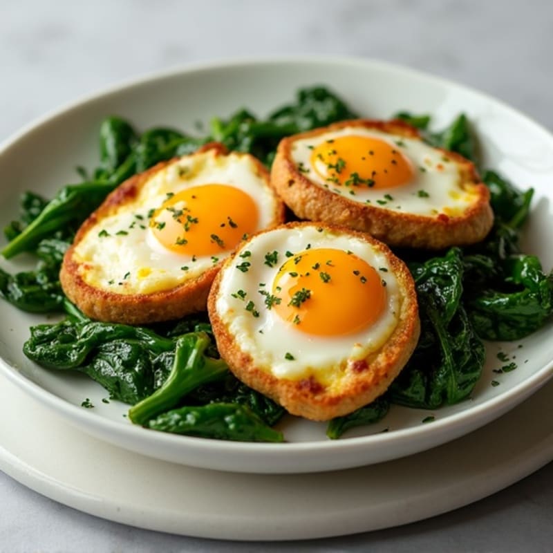 Egg White and Turkey Sausage Scramble with Sautéed Spinach