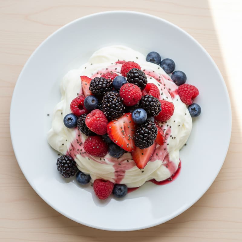 Silky Greek Yogurt Protein Mousse with Mixed Berries