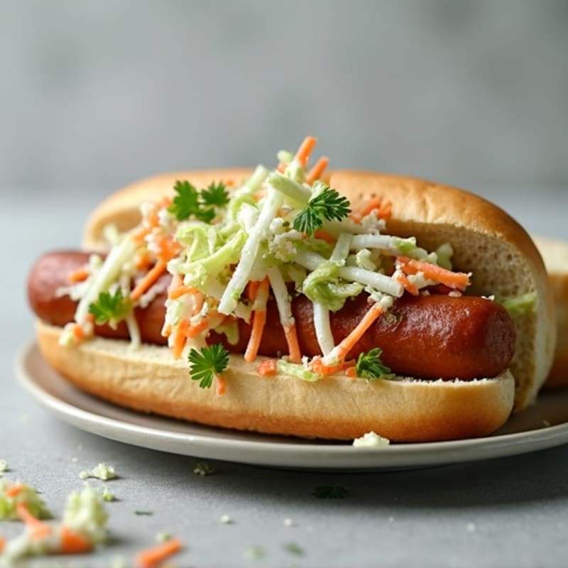 Lean Turkey Dog with Fresh Herb Slaw