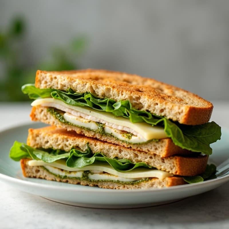 Turkey Pesto Panini with Fresh Greens