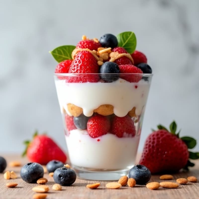 Greek Yogurt Protein Parfait with Mixed Berries and Almond Butter