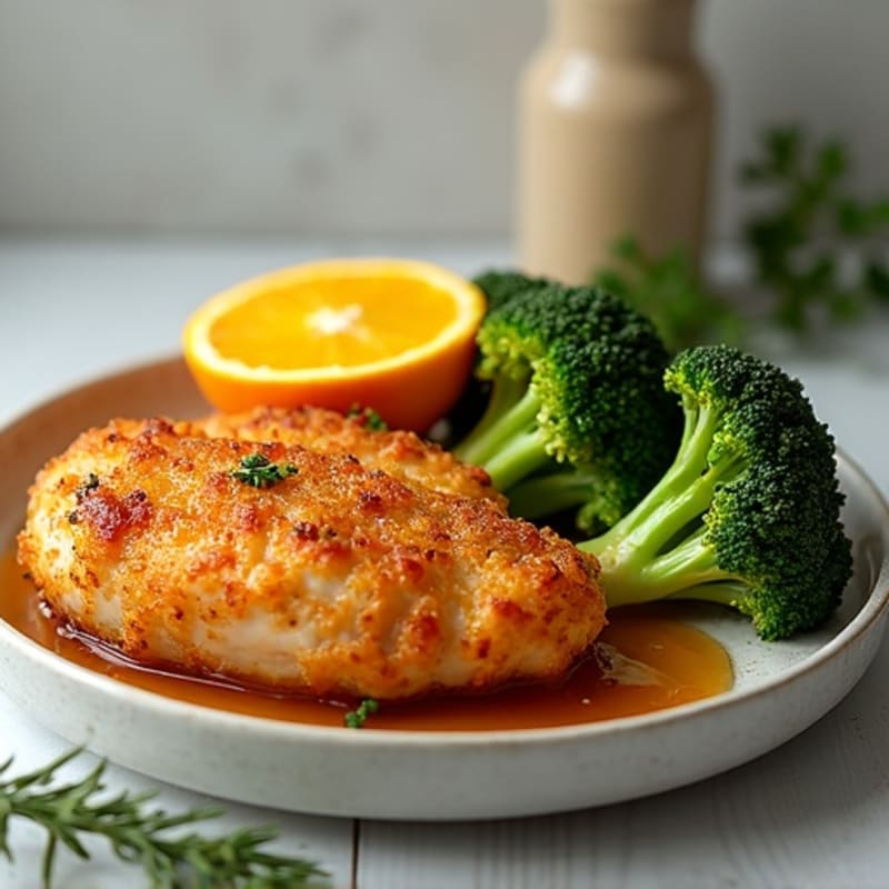 Crispy Orange Chicken with Roasted Broccoli