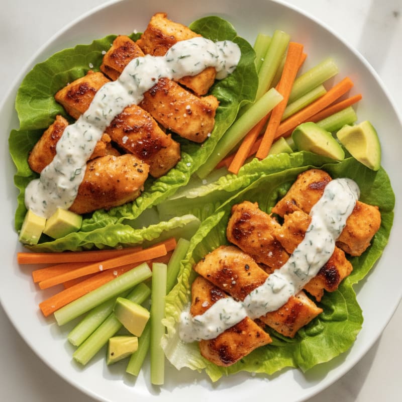 Buffalo Ranch Chicken Lettuce Wraps