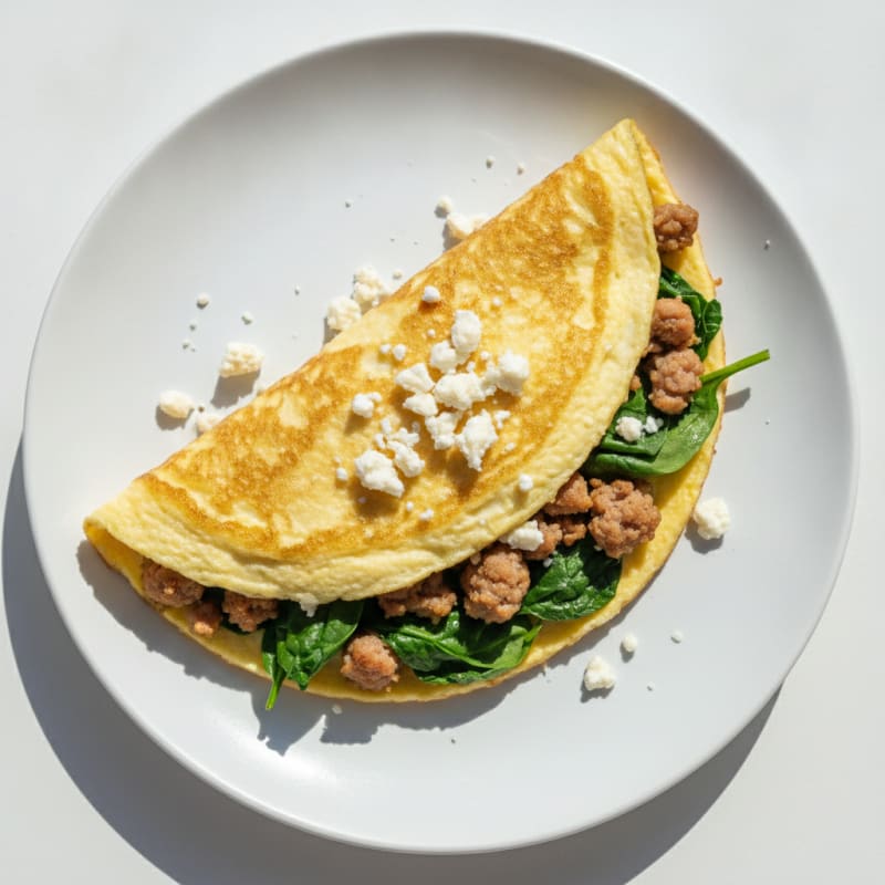 Egg White Omelet with Turkey Sausage and Spinach