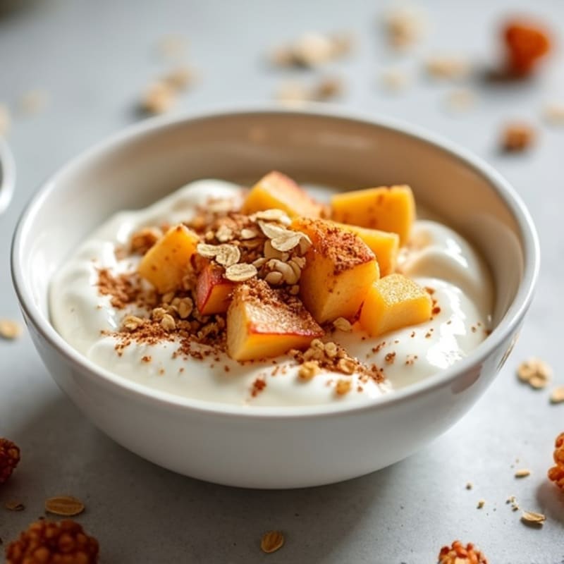 Creamy Greek Yogurt with Warm Cinnamon Apples and Crunchy Oat Topping