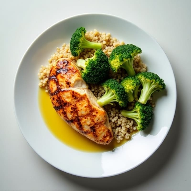 Grilled Chicken Breast with Quinoa and Steamed Broccoli