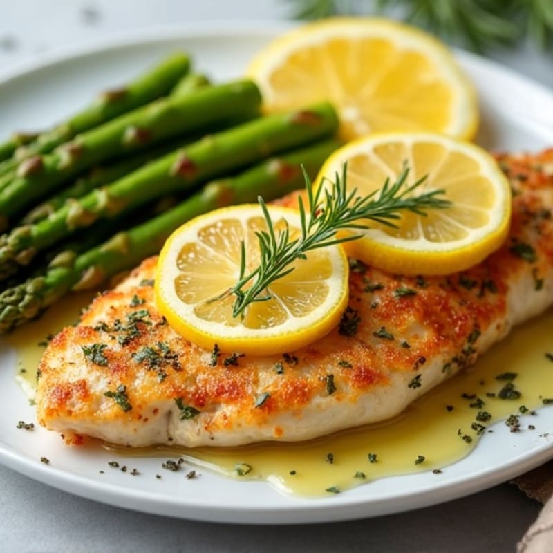 Crispy Lemon Herb Chicken with Roasted Asparagus