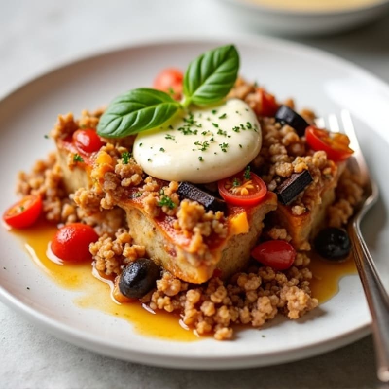 Herb-Roasted Eggplant and Ground Turkey Casserole