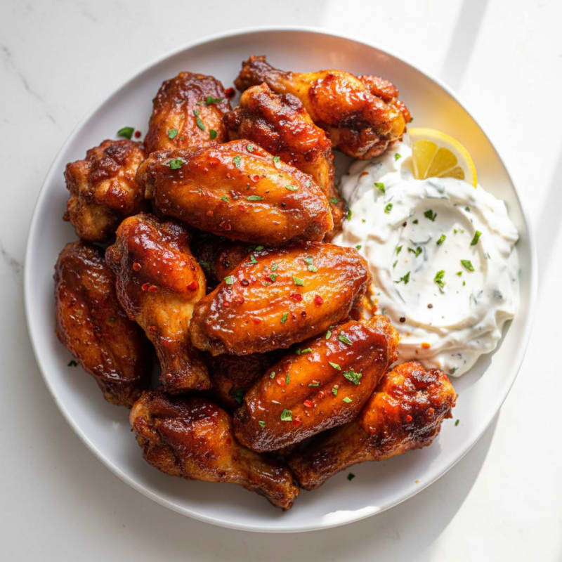 Spicy BBQ Chicken Wings with Ranch