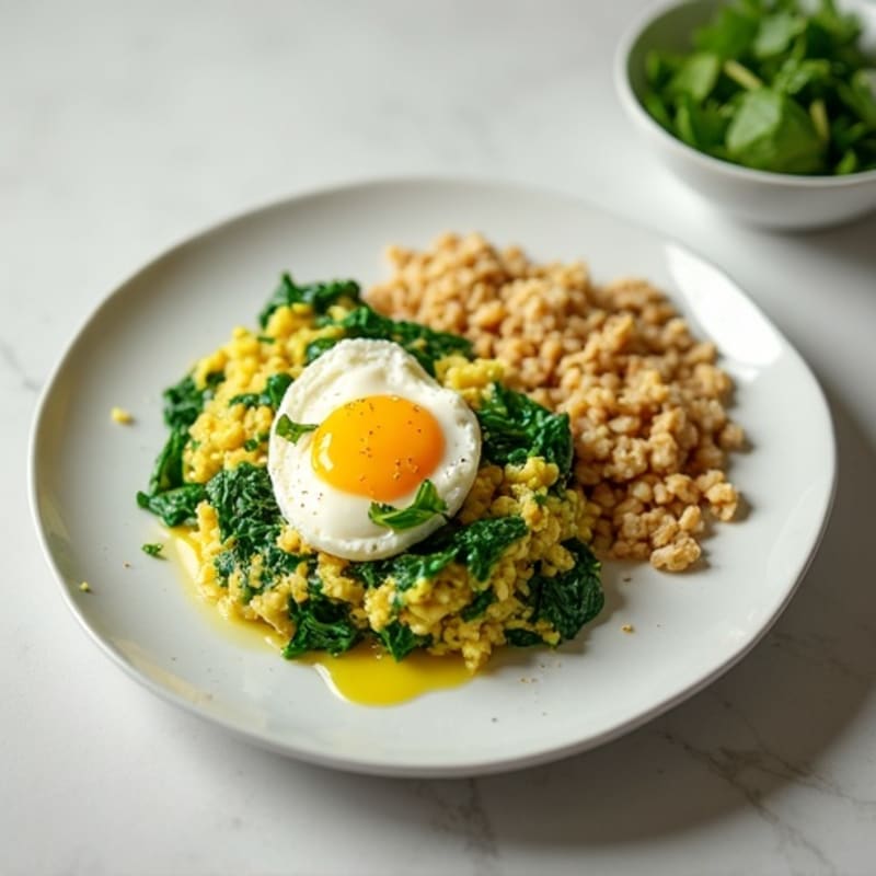 Egg White and Cottage Cheese Scramble with Sautéed Spinach