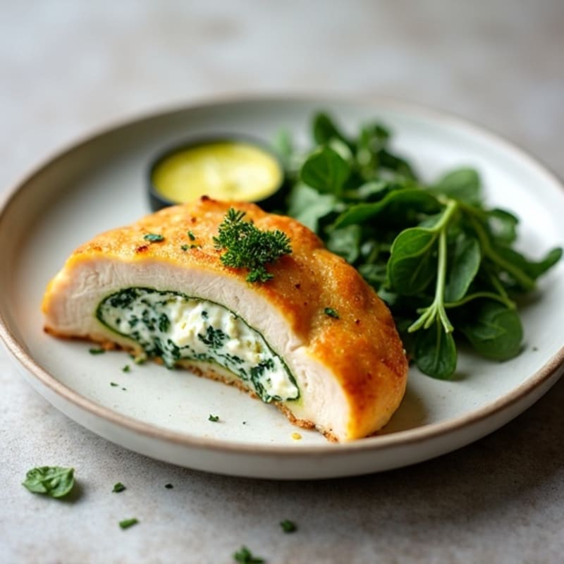 Creamy Ricotta and Spinach Stuffed Chicken with Roasted Zucchini