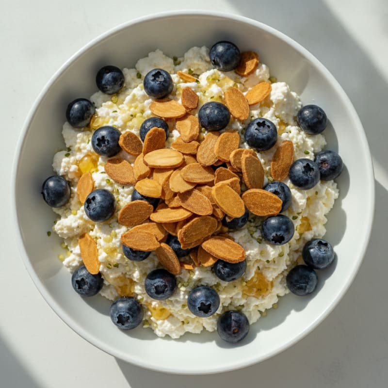 Cottage Cheese and Berry Protein Parfait with Almonds