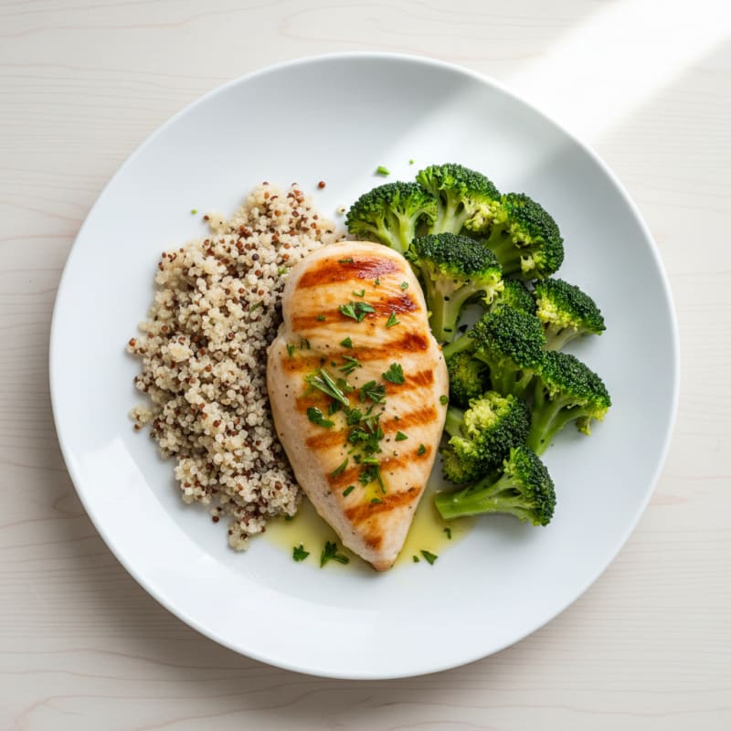 Grilled Chicken Breast with Quinoa and Steamed Broccoli