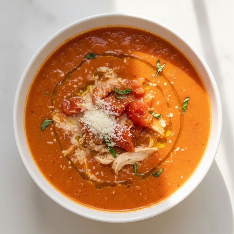 Roasted Tomato Basil Soup with Parmesan