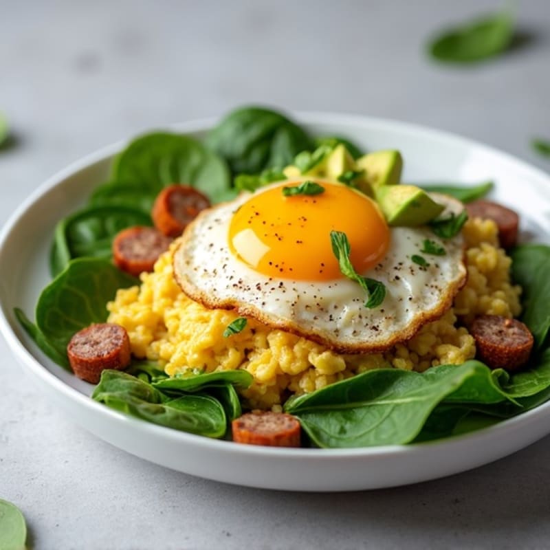 Egg White and Turkey Sausage Scramble with Spinach