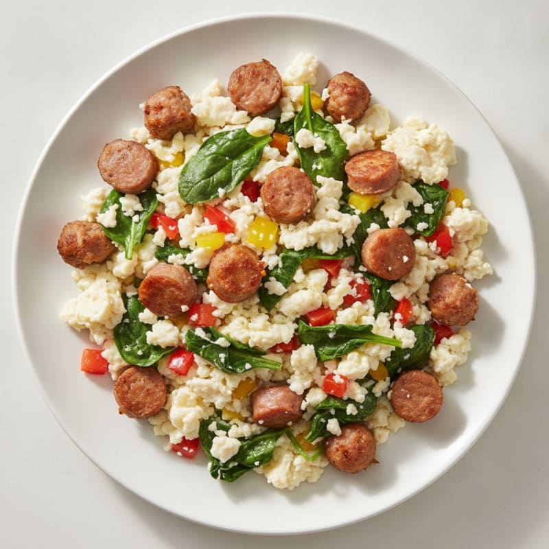 Egg White and Turkey Sausage Scramble with Spinach
