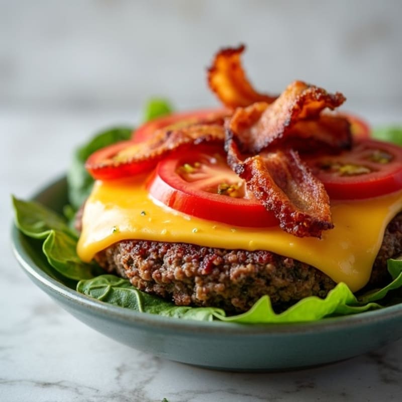 Lean Ground Beef Burger Bowl with Crispy Bacon and Melty Cheddar