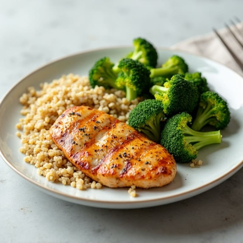 Grilled Chicken Breast with Roasted Broccoli and Quinoa
