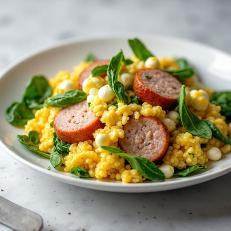 Egg White Scramble with Spinach and Turkey Sausage