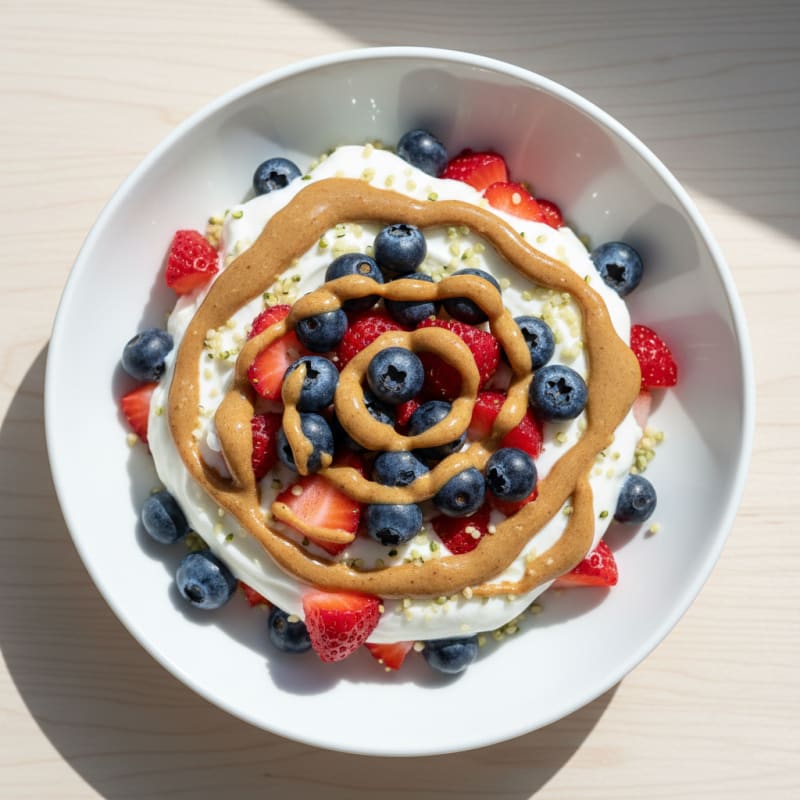 Greek Yogurt Parfait with Mixed Berries and Almond Butter
