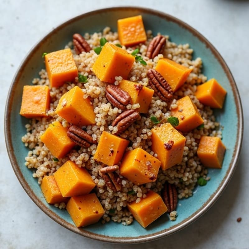 Maple-Roasted Butternut Squash with Pecans, Tofu & Quinoa