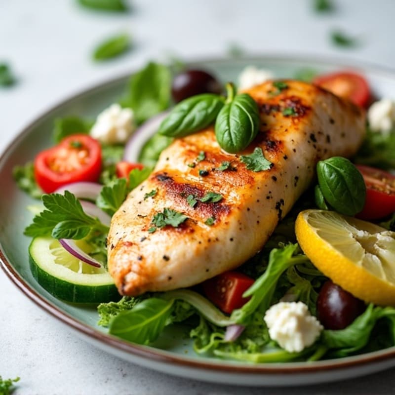 Herb-Citrus Grilled Chicken with Fresh Mediterranean Salad