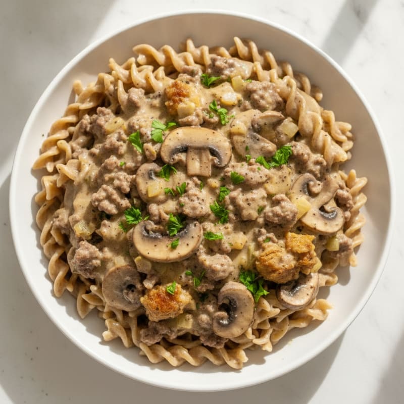 Ground Beef and Mushroom Stroganoff