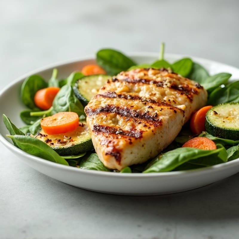 Grilled Chicken and Zucchini Salad with Yogurt Dressing