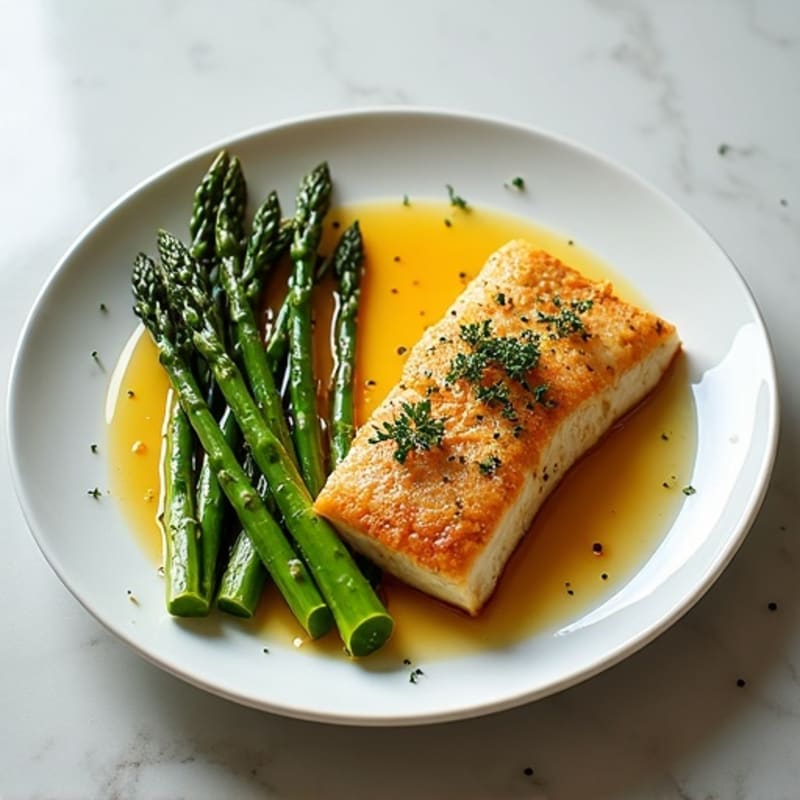Crispy Pan-Seared Mahi Mahi with Roasted Asparagus