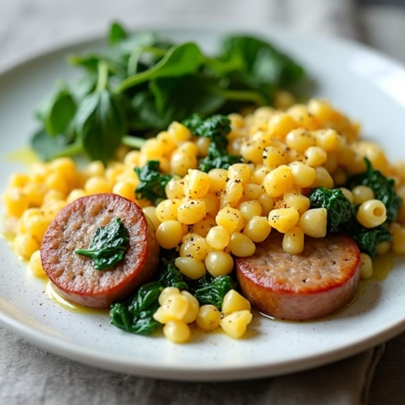 Egg White and Spinach Scramble with Turkey Sausage