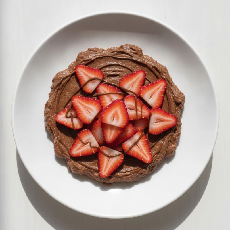 Silky Chocolate Protein Pudding with Sliced Strawberries