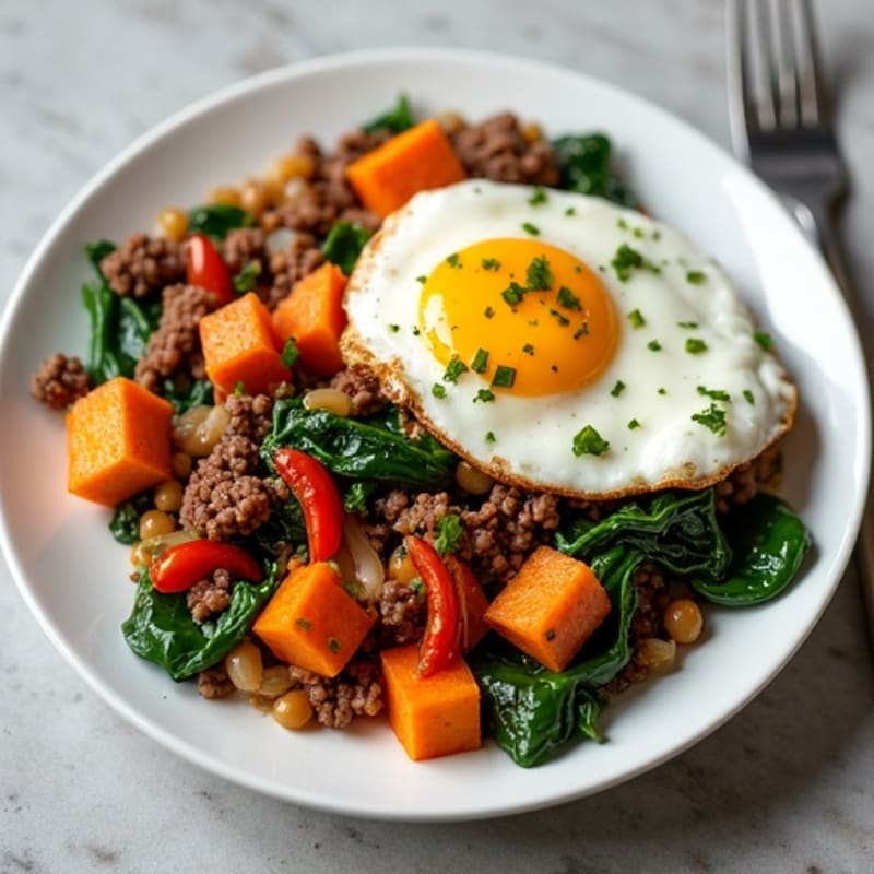 Savory Ground Beef Sweet Potato Hash