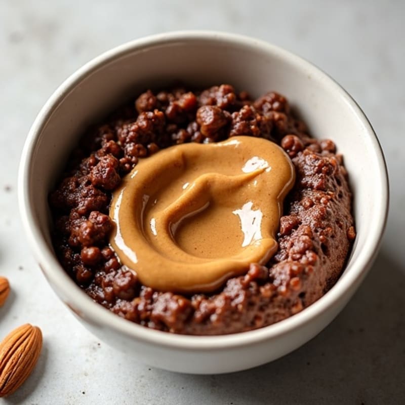 Molten Chocolate Protein Oatmeal with Creamy Nut Butter Swirl
