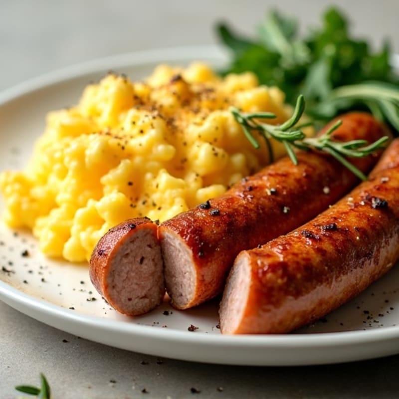 Herb-Roasted Turkey Sausage with Fluffy Scrambled Eggs