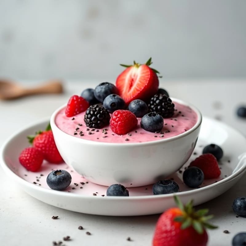Silky Greek Yogurt Protein Pudding with Mixed Berries