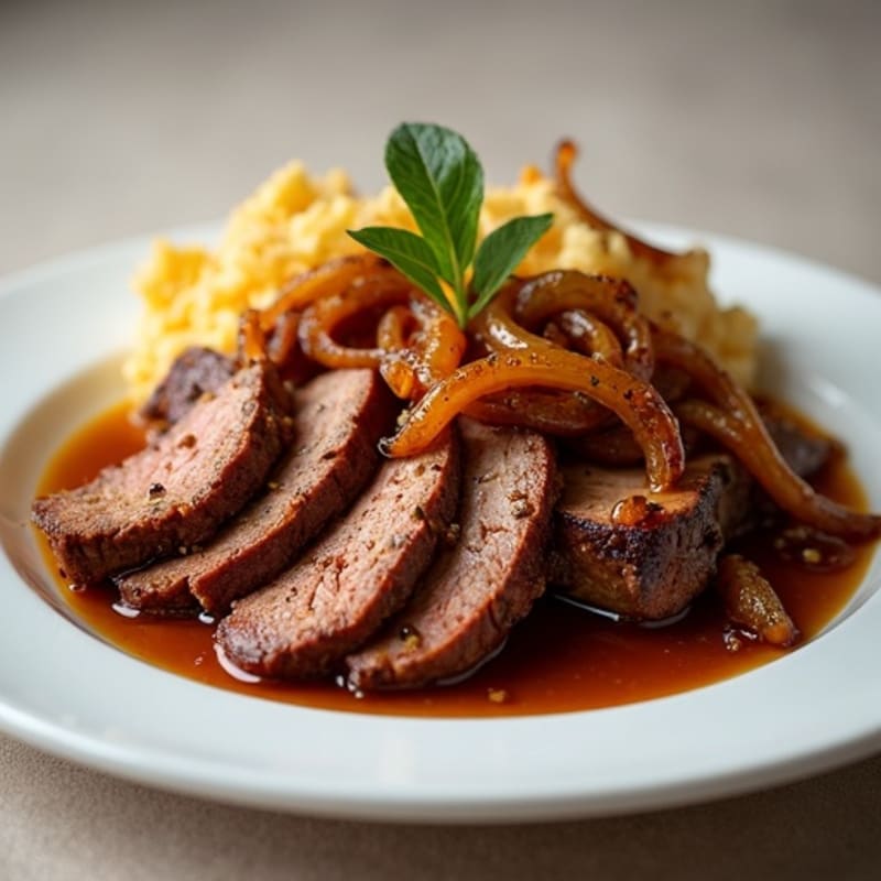 Slow-Cooked Smoky Brisket with Sweet Onion Glaze
