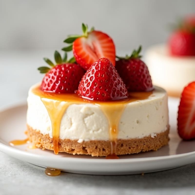 Greek Yogurt Protein Cheesecake with Fresh Strawberries